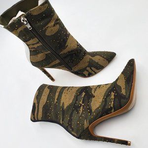 Steve Madden Rhinestone Studded Camouflage Booties - NWOT